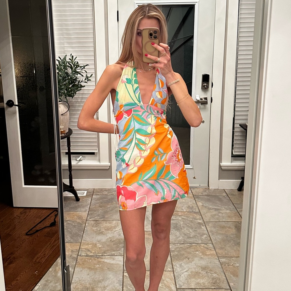 Zara Floral Halter Neck Dress